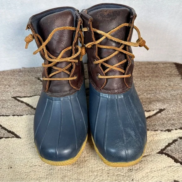 Sperry Brown Blue Duck Boots leather winter rain insulated lace up bootie ankle - Picture 11 of 14